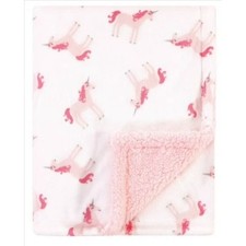 Hudson Baby Unicorn Blanket Pink White Plush Baby Throw 30 x 40 inches