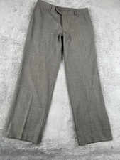 Hugo Boss Mens Chuck-U Dress Pants Sz 34x30 100 Wool Flat Front Brown Check