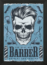 Barber For Real Men Framed Wall Art Poster Canvas Print Picture