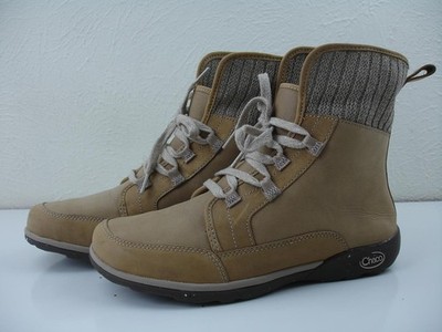 Women's 9 M Chaco Barbary Boots Waterproof Mink Tan Leather Ankle Lace-Up Chukka