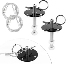 Hood Pins Kit for Car - Stainless Steel Pin 2.49x2.49x4.13 inch, Black 