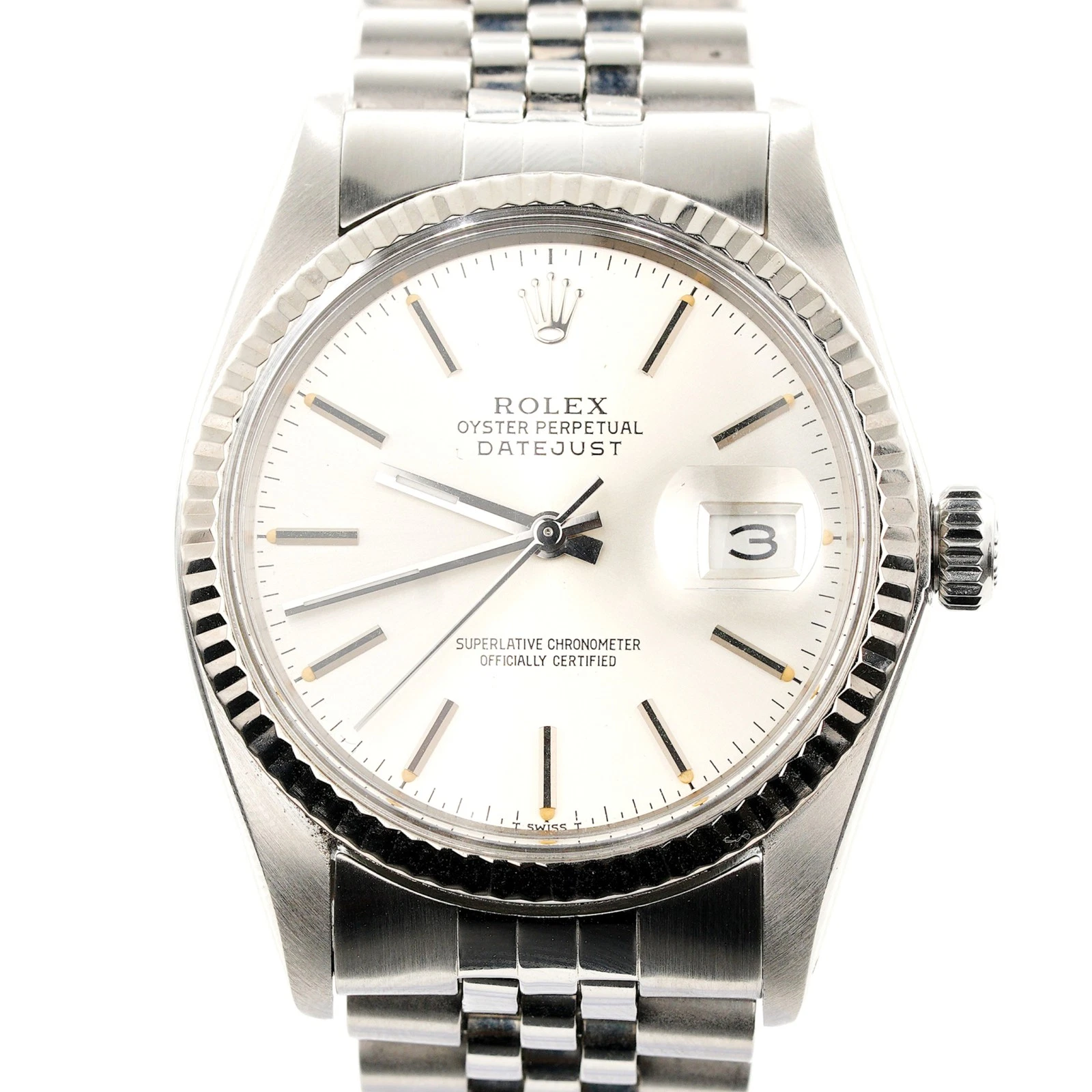 Rolex — Mens Rolex Stainless Steel Datejust Watch Silver Dial Jubilee Band 16014