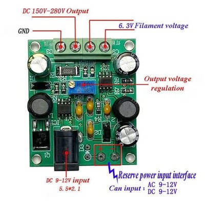 High Voltage DC Converter Nixie Tube Power Supply Module 250V 6.3V Magic Eye