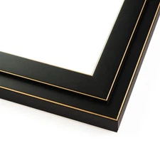 16x40 Black and Gold Pinstripe Solid Wood Frame With Uv Framer'S Acrylic