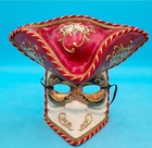 Authentic Venetian Hand Painted Tricorn Pirate Mask Red Gold White Made in Italy