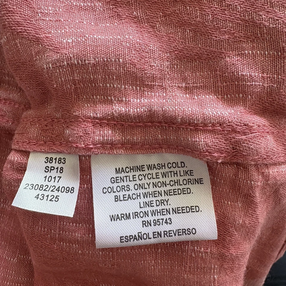 Camisa con botones Tasso Elba XL para hombre | Hojas de palma rosadas | Mezcla de lino de seda Tropics Foto 4 de 4