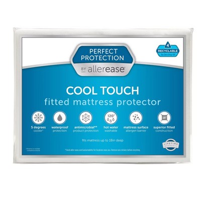 Allerease Mattress Protector Jersey Waterproof Cooling Antimicrobial, 18''D, Full