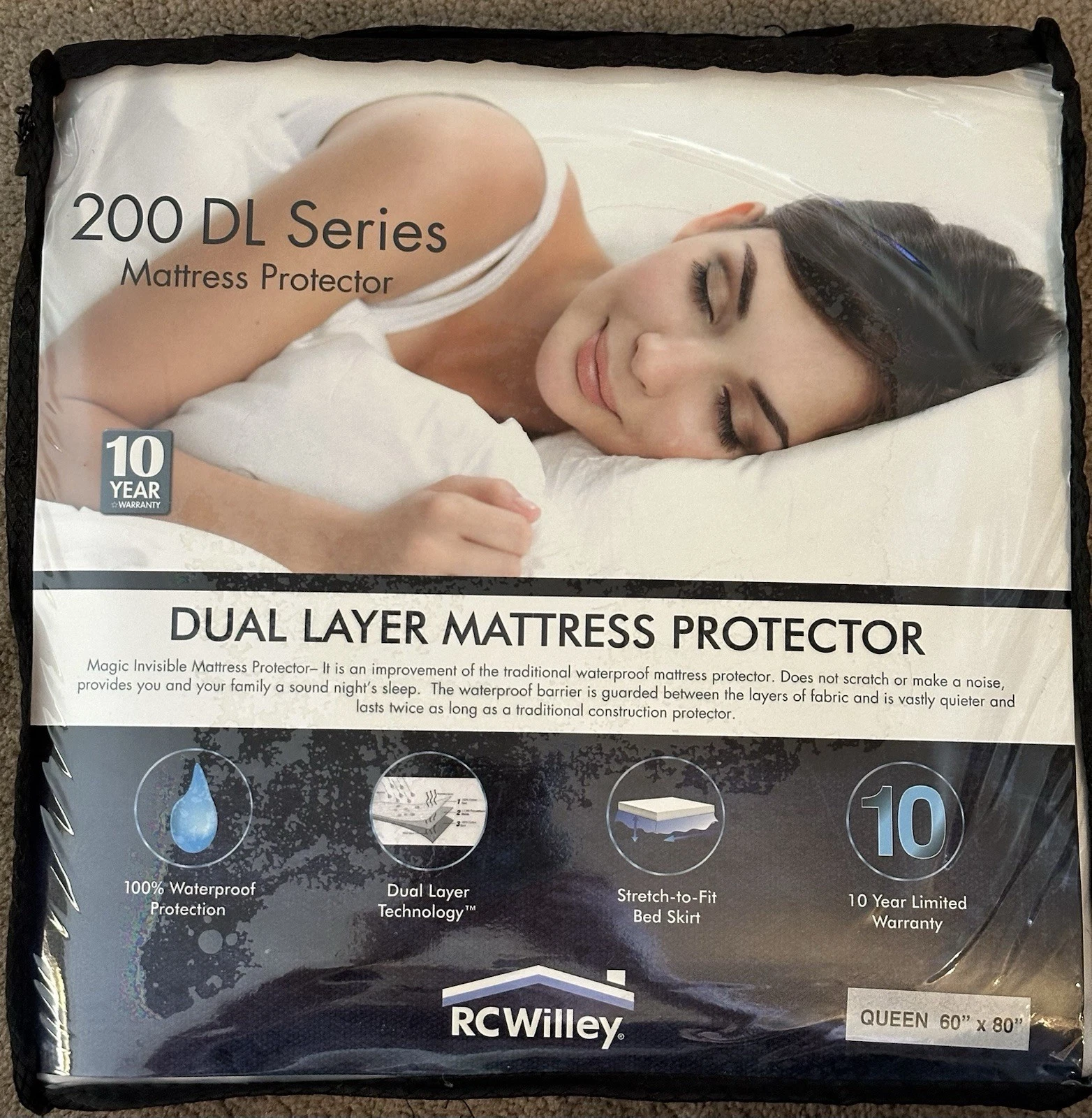 RC Willey Dual Layer Mattress Protector (White) Queen 60” x 80”