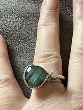 Sterling Silver ROSS SIMONS Handmade Labradorite & CZ Ring Size O 1/2