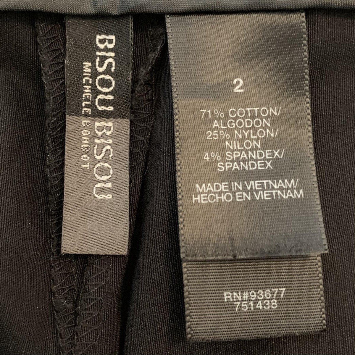 nyalon Bisou Bisou Pants Womens 2 Black Skinny Leg Stretch Twill Dress
