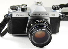 Pentax K1000 SE Black 35mm SLR Film Camera w 50mm PK Mount MF Lens TESTED WORKS