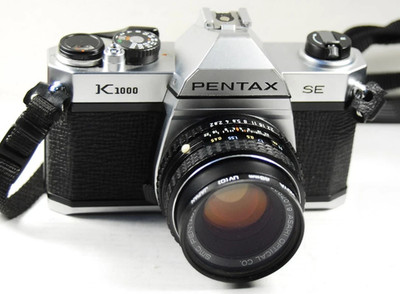 Pentax K1000 SE Black 35mm SLR Film Camera w 50mm PK Mount MF Lens TESTED WORKS