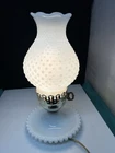 Vintage White Hobnail Milk Glass 11" Boudoir Table Lamp Electric