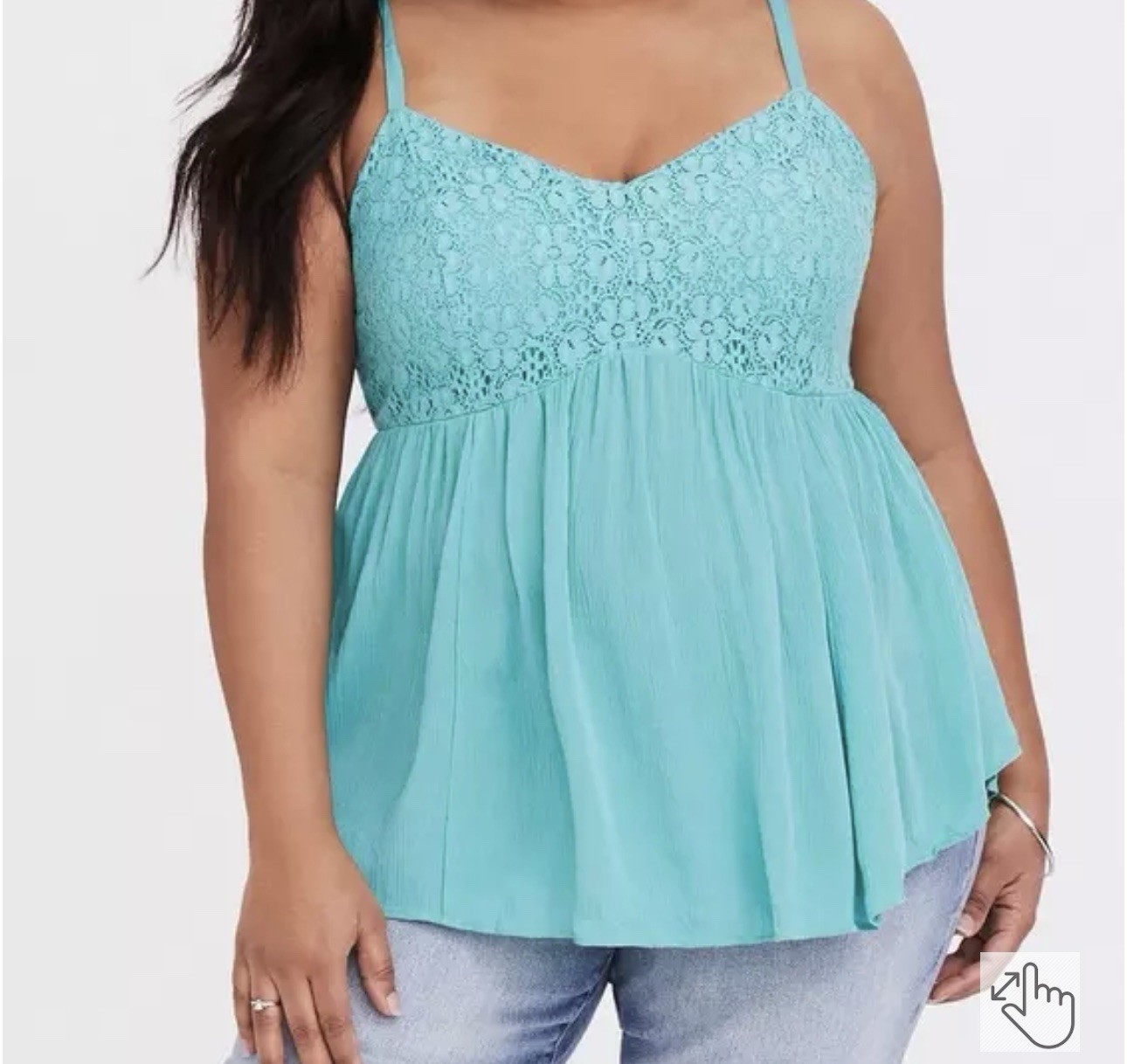 Tank Top Torrid Babydoll Gauze Lace Trim Top Size 3 V-Neck-image