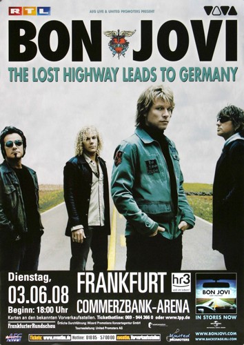 Bon Jovi - Leads To Germany, Frankfurt 2008 | Konzertplakat | Poster-image