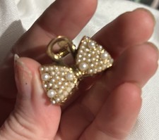 Vintage Gold Pearl Bow Hair Clip