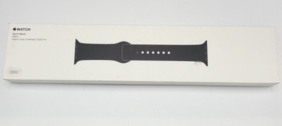 Genuine OEM Apple 38mm Black Sport Band Space Gray Pin - SM / ML NIB MJ4F2ZMA/A