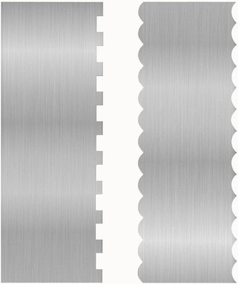 2 Pcs Stainless Metal Cake Scraper Smoother Double Sided Patterned Edge Cake