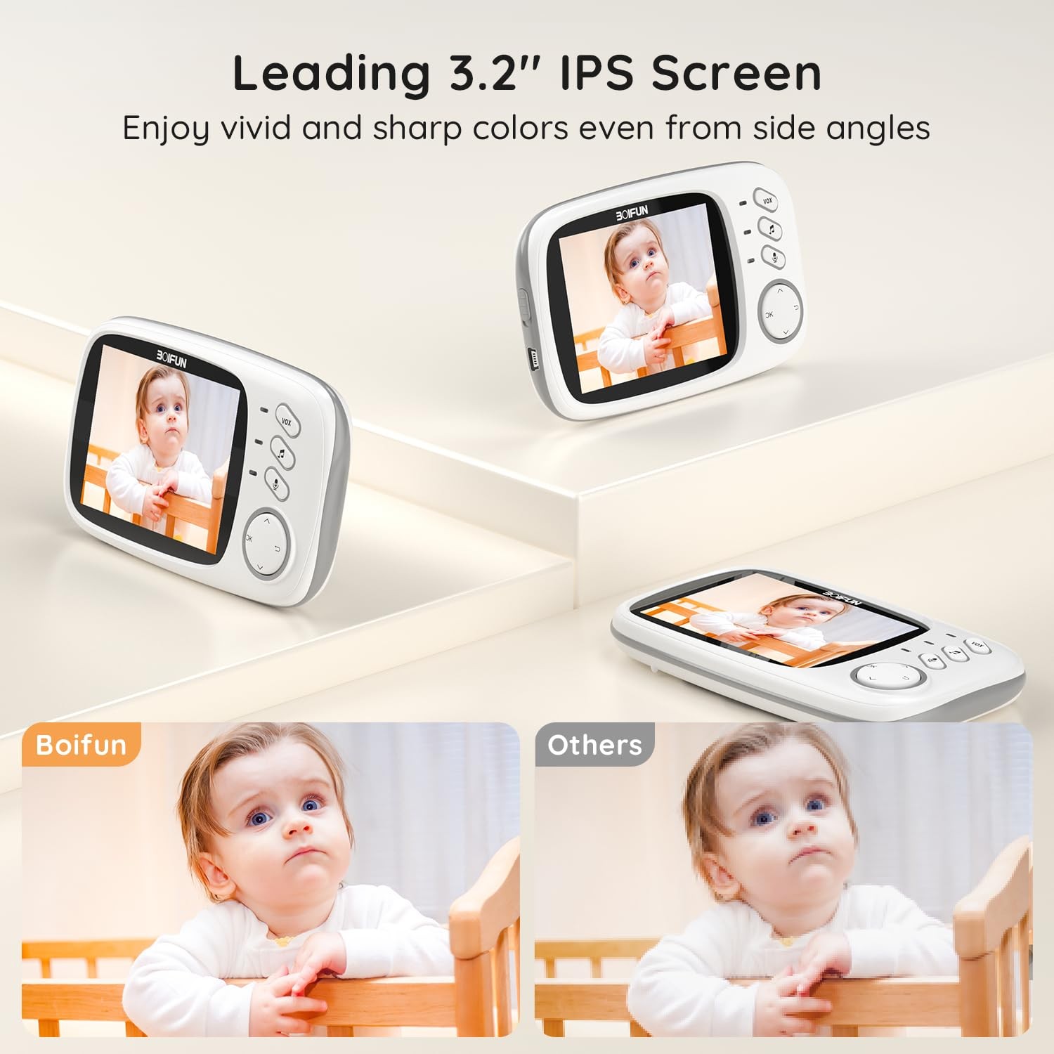 BOIFUN Video Baby Monitor with Camera Non WiFi Baby Monitors Night Vision VOX — image 23