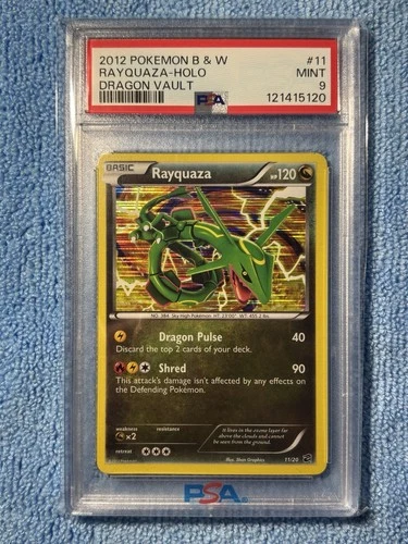 PSA 9 Rayquaza 11/20 Dragon Vault Holo Rare 2012 Black & White English Pokémon