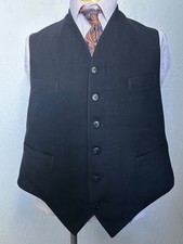 Men’s 1910s 1920s Navy Blue Morning Suit Waistcoat Vintage European Bespoke 40 M