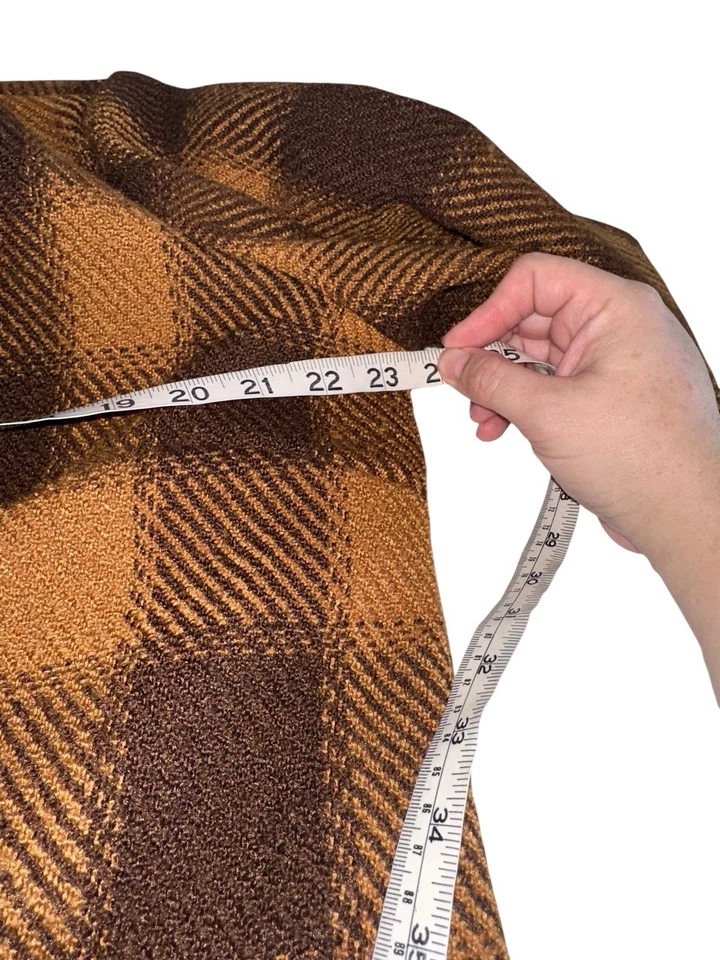 Chaqueta para mujer Joan Rivers talla M botón frontal a cuadros abrigo chal cuello marrón Foto 4 de 4