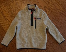 Patagonia Retro Pile 1/4 Zip Youth XS 5-6 Tan Sherpa Pullover Jacket Oatmeal