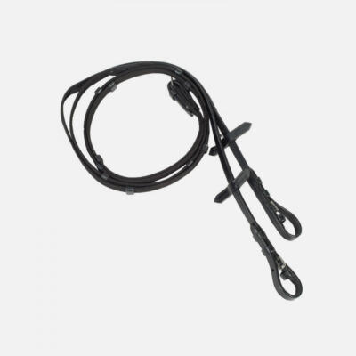 Horze Slender Intertwined Reins with Light Rubber Grip 5/8'' Wide - BLACK