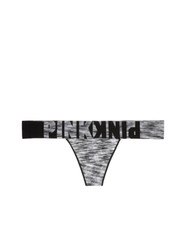 Victoria's Secret PINK Seamless Thong Panty Black White Marl Logo