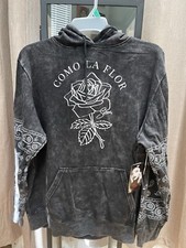 Selena Quintanilla Como La Flor XL Black Distressed Pullover Hoodie: Official