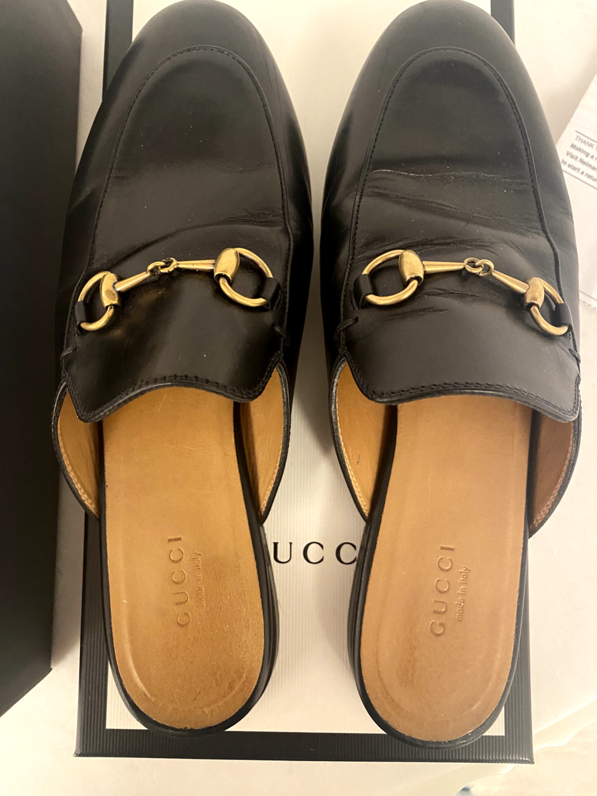 GUCCI PRINCETOWN Black Horse Bit Mules Loafers Gem