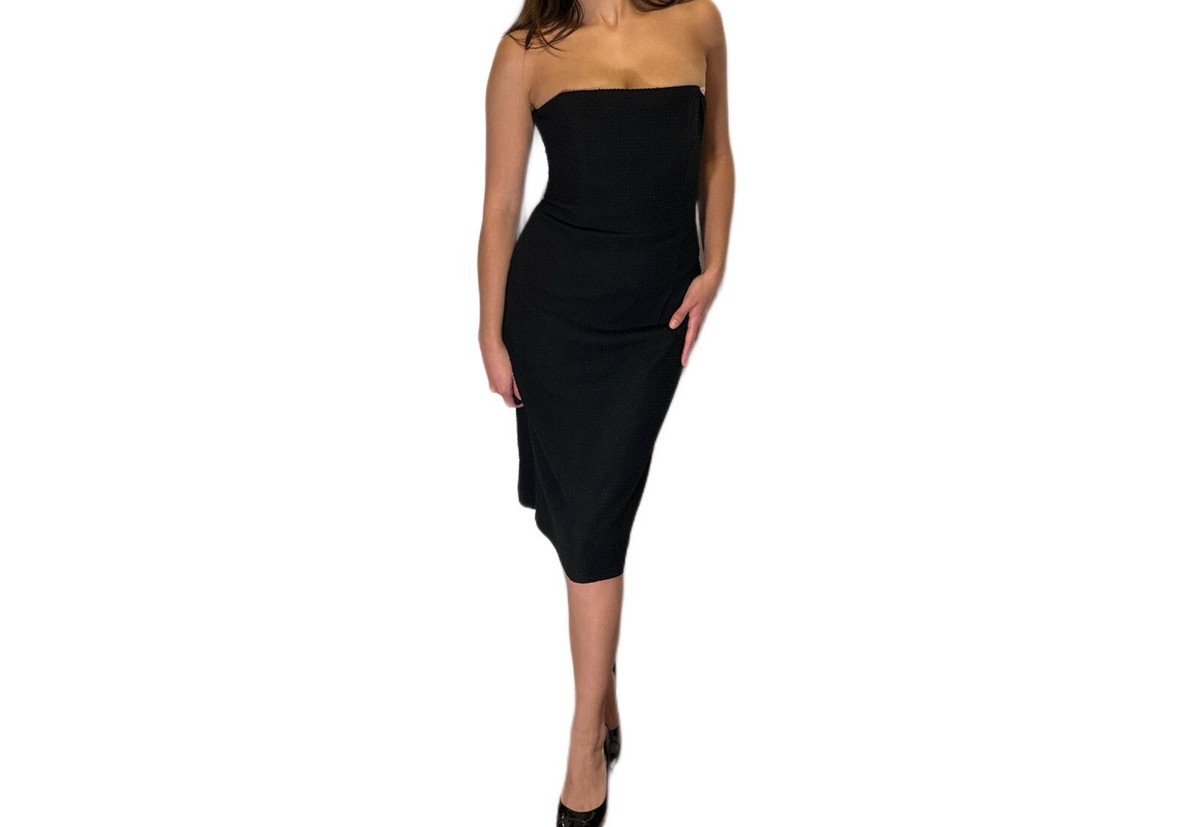 betsey johnson black strapless dress Vintage Women's 90s-2000s Y2ks Black Lace Strapless Betsey Johnson New York Drop Waist Party Cocktail Dress XS 0/2 Homecoming