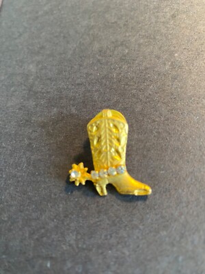 Cowboy Boot Pin Gold and Rhinestone | eBay