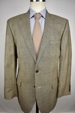 Jos. A. Bank Light Brown Plaid Silk/Camel Hair Two Button Sport Coat Size: 42R