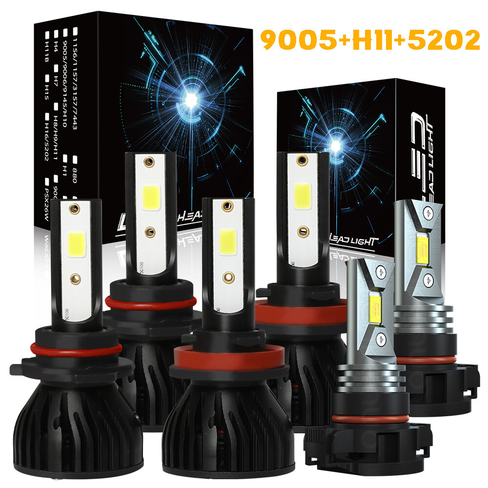 2015-2018 GMC Canyon 6x LED Headlight & Fog Light Bulb Kit 6000K