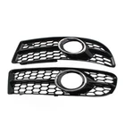 Front Fog Light Grille Cover For Audi A4 B7 S-Line 2005-08 Chrome Honeycomb L+R