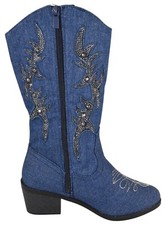 Blue Rhinestone M Width Boots for Women for sale