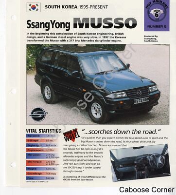 Ssang Yong Musso IMP Hot Cars Brochure Specs South Korea 1995-1998 Group 6, No 5