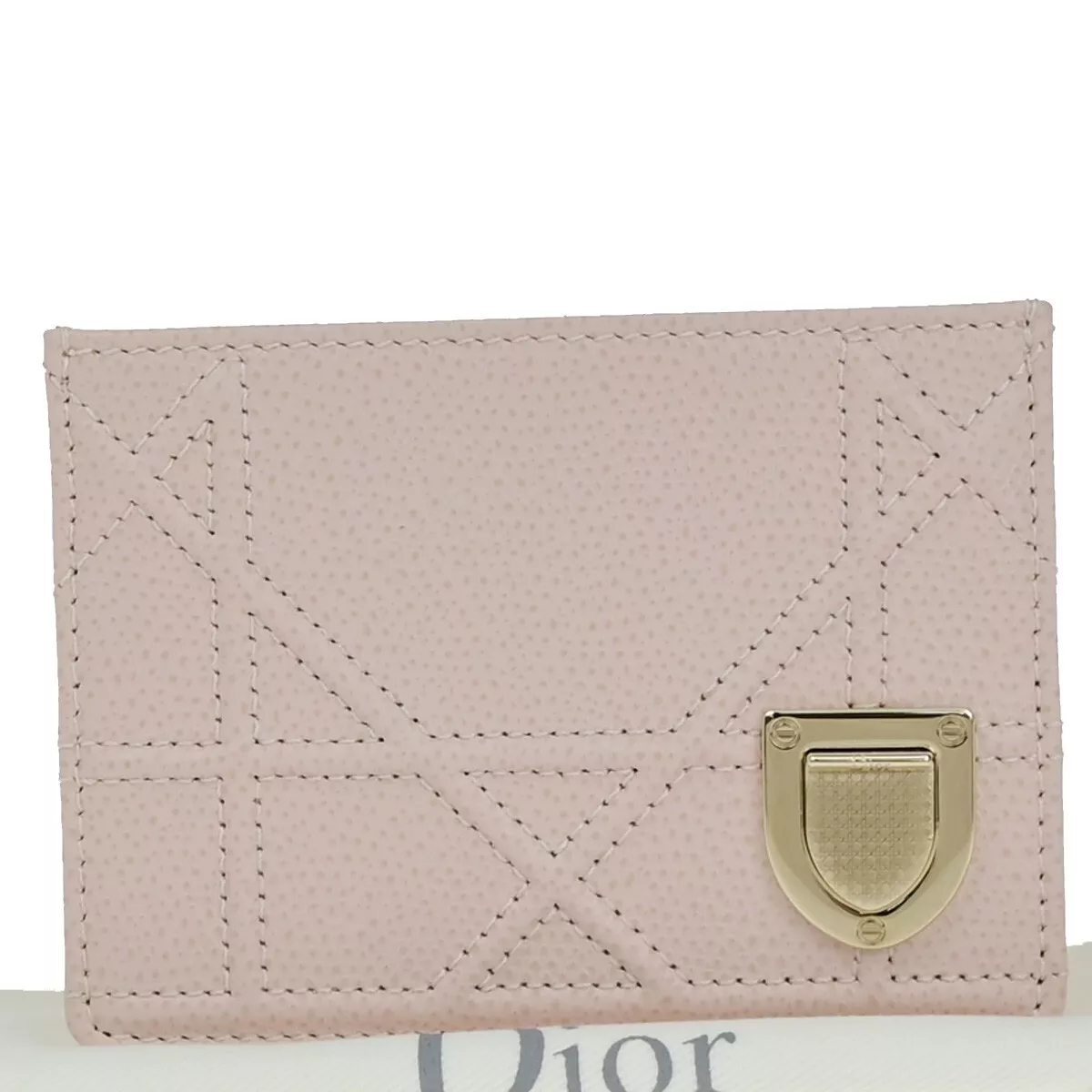 Étui à carte logo Christian Dior en cuir rose GHW fabriqué en Italie 62EB408