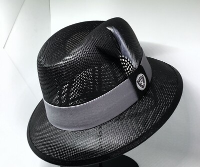 Mens Black Raiders center crease  Lowrider  hat fedora Derby 
