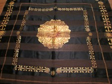Vtg Square Black Gold Silky Scarf 39" Sun Moon Stars Zodiac Womens Unbranded