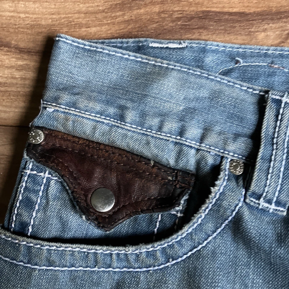 Pelle Pelle Jeans Mens 48x28 Blue Baggy Loose Light Denim Hip Hop Streetwear - Image 4 of 4