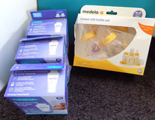 Medela 2 Breast milk Bottle Set  Lansinoh Storage Bags 3 Full Boxes of 50 Ech