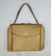 Vtg 50s 60s ArtMex Cowhide & Leather Frame Purse Handbag Satchel pony hair