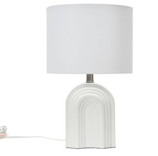 Storied Home 19 in. White Indoor Table Lamp with Linen Drum Shade EC1279
