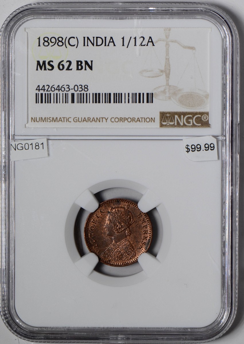 NGC-MS62RB イギリス領 インド 1/4Anna 1901（C） NGC-MS62RB