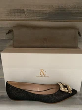 Ralph & Russe Chaussures Ballerine Femme Taille Ue 39 Noir Glitter Bijou RR1