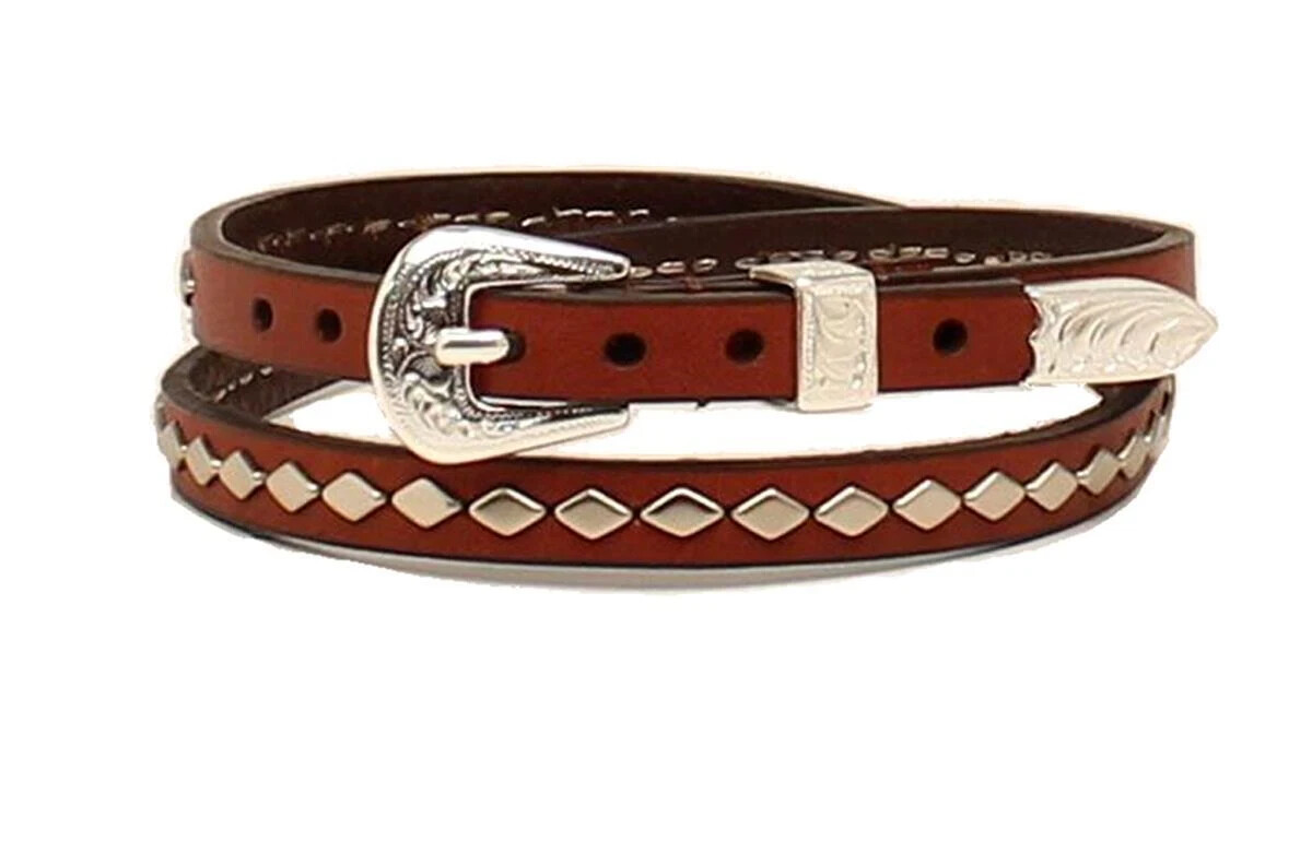 M&F Western Mens Hatband Leather Diamond Studs Brown 0201102
