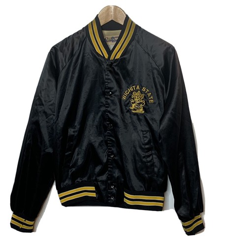 Vintage Chalk Line Black Satin Bomber 