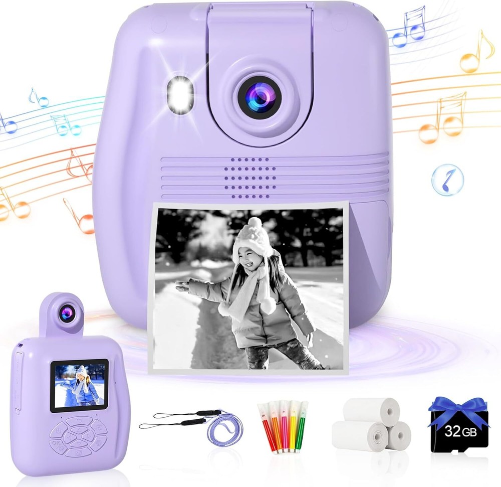 Kids Camera Instant Print - for Kids, Inkless Purple Kids Camera Instant Print - for Kids, Inkless Purple
